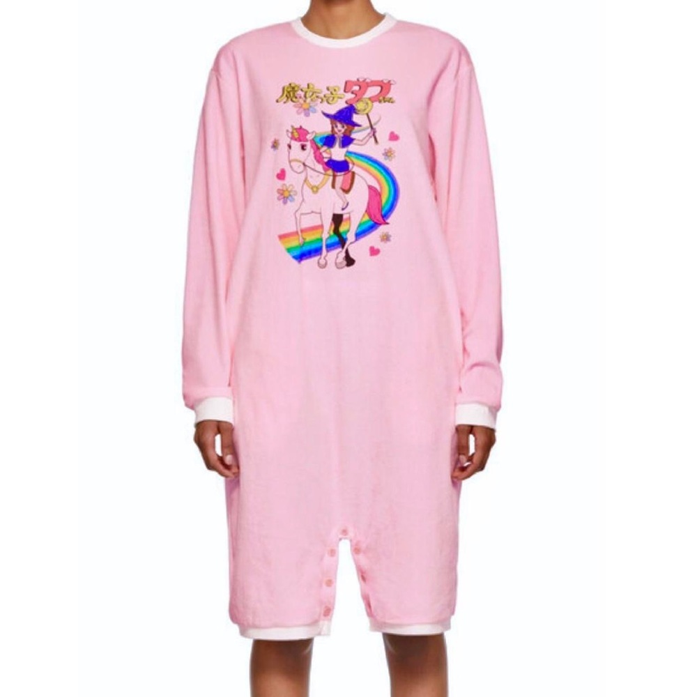 Doublet Pink Velour Anime Character Romper
